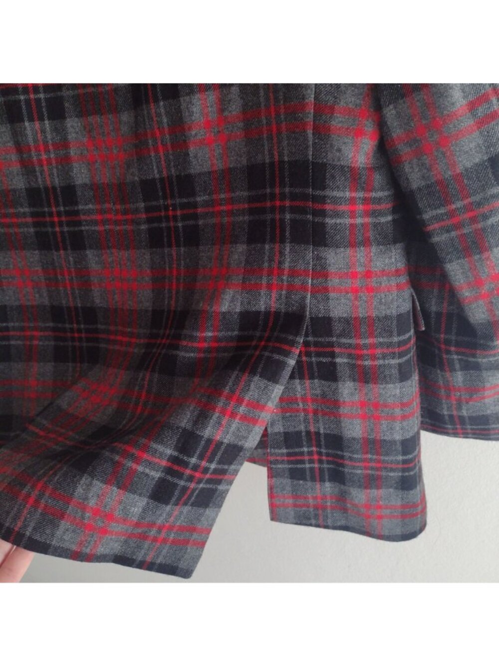 Izod Wool Blend Blazer 42L Gray Red Plaid Preppy Classic Fit Flannel Sportscoat - Picture 7 of 10